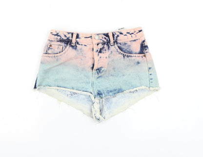 Topshop Womens Multicoloured Cotton Boyfriend Shorts Size 26 in L3 in Regular Zip - Gradient