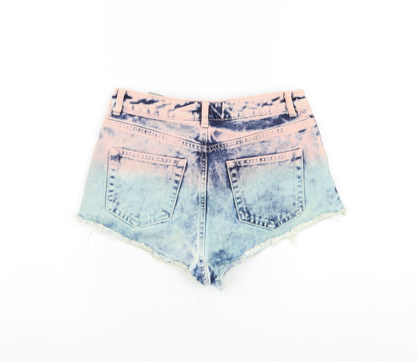 Topshop Womens Multicoloured Cotton Boyfriend Shorts Size 26 in L3 in Regular Zip - Gradient