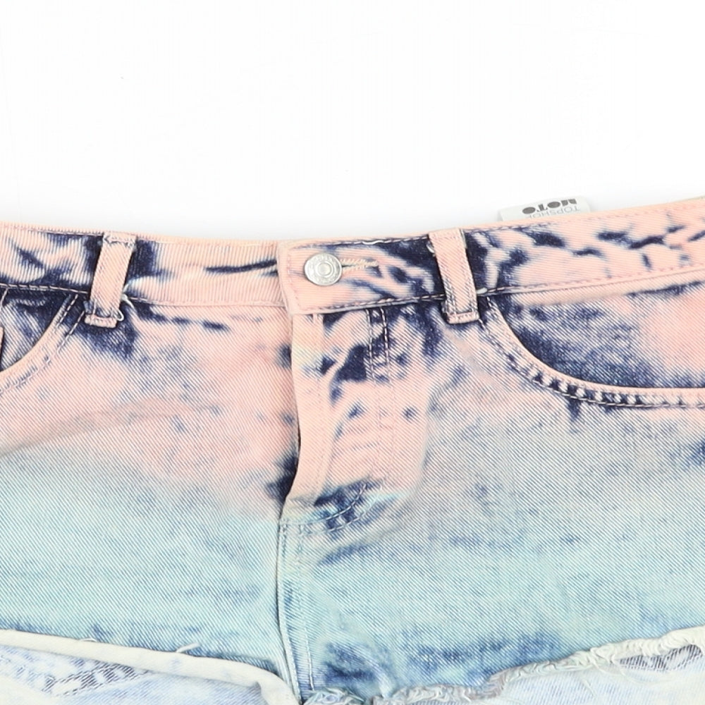 Topshop Womens Multicoloured Cotton Boyfriend Shorts Size 26 in L3 in Regular Zip - Gradient