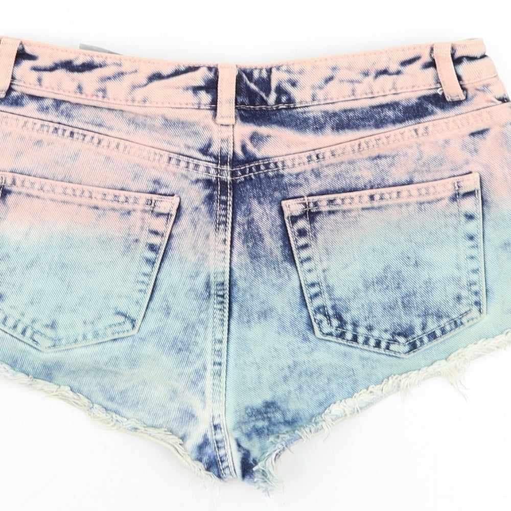 Topshop Womens Multicoloured Cotton Boyfriend Shorts Size 26 in L3 in Regular Zip - Gradient