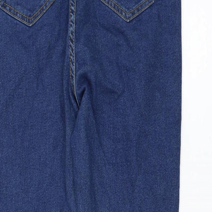 Boohoo Womens Blue Cotton Skinny Jeans Size 12 L26 in Regular Zip
