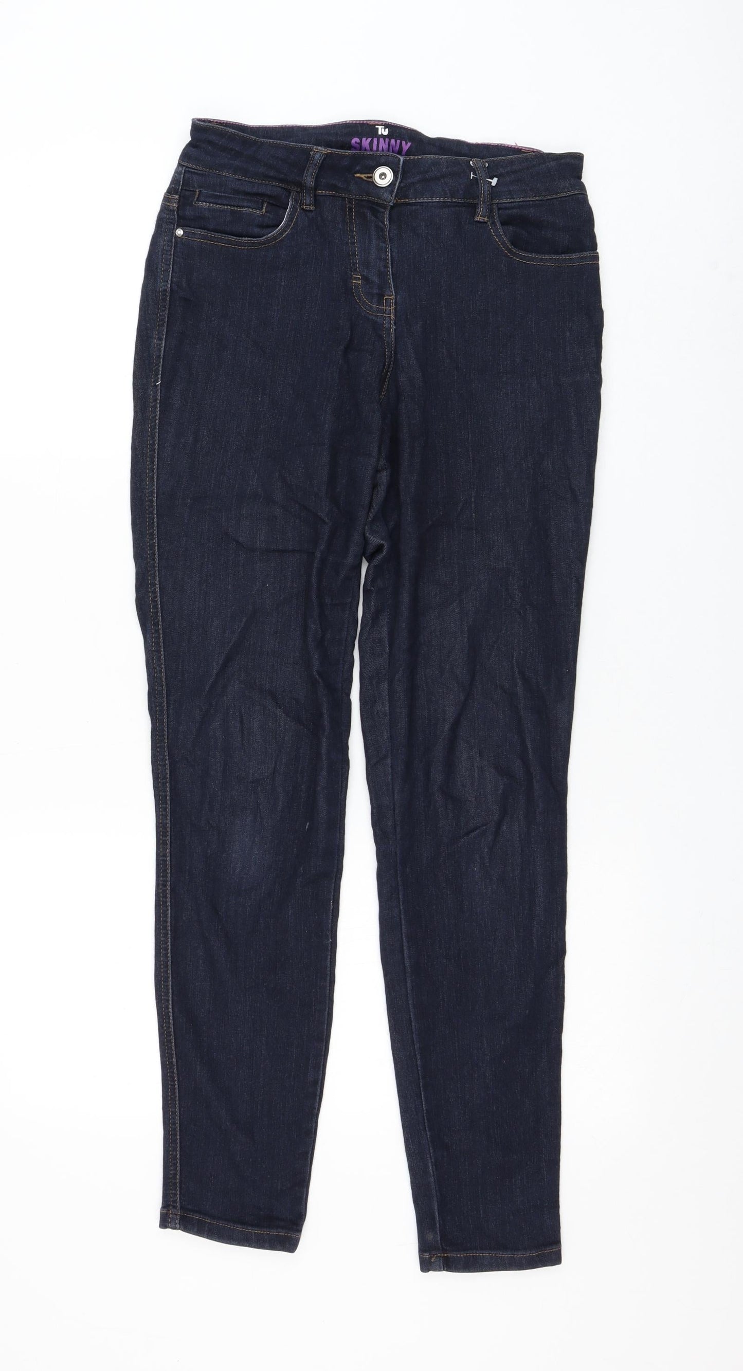 TU Womens Blue Viscose Skinny Jeans Size 10 L28 in Regular Zip