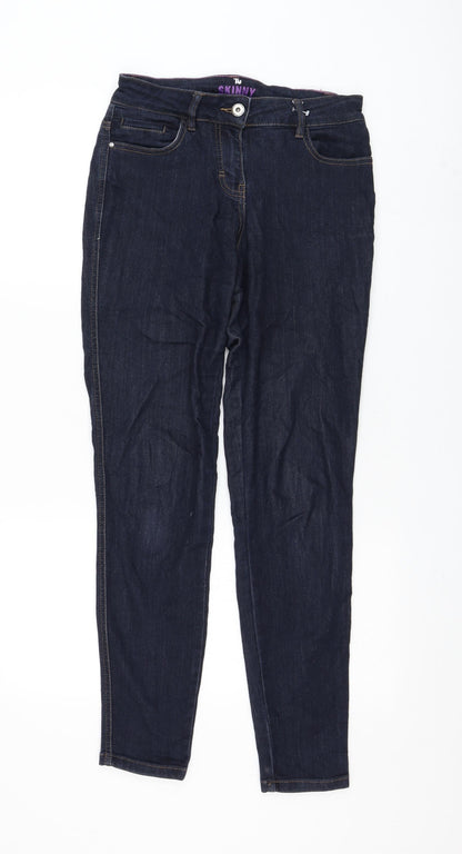 TU Womens Blue Viscose Skinny Jeans Size 10 L28 in Regular Zip
