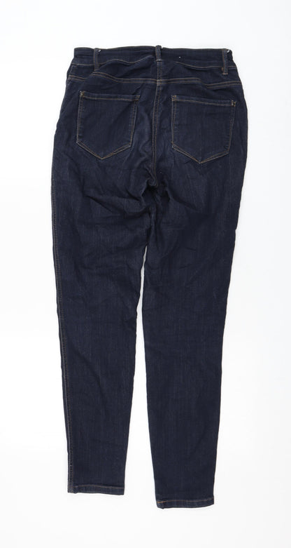 TU Womens Blue Viscose Skinny Jeans Size 10 L28 in Regular Zip