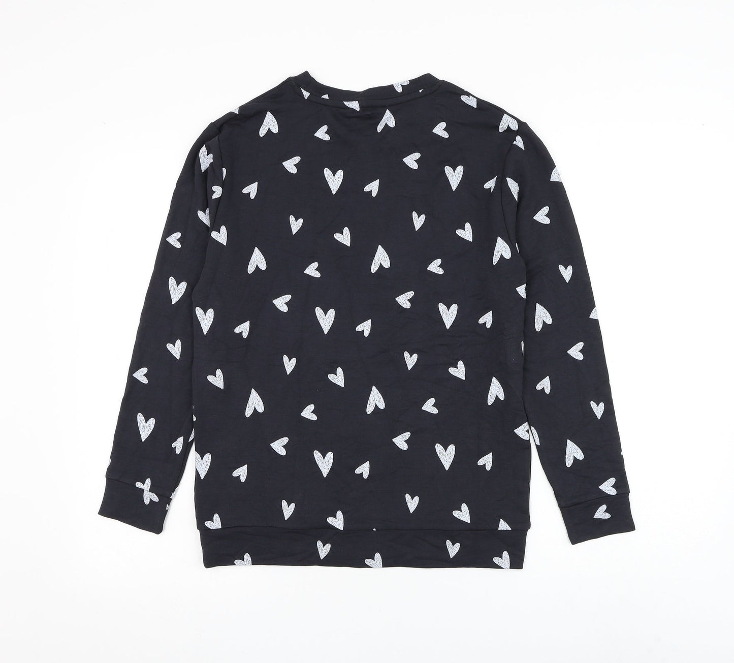 Marks and Spencer Girls Black Geometric Viscose Pullover Sweatshirt Size 11-12 Years Pullover - Heart