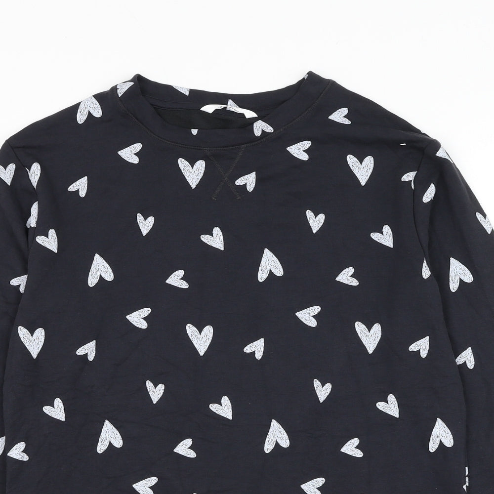 Marks and Spencer Girls Black Geometric Viscose Pullover Sweatshirt Size 11-12 Years Pullover - Heart