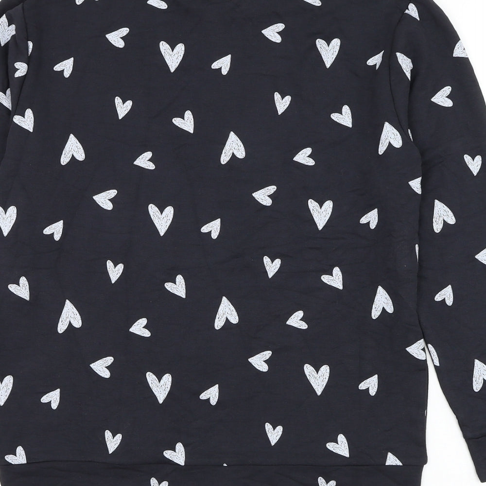 Marks and Spencer Girls Black Geometric Viscose Pullover Sweatshirt Size 11-12 Years Pullover - Heart