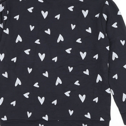 Marks and Spencer Girls Black Geometric Viscose Pullover Sweatshirt Size 11-12 Years Pullover - Heart