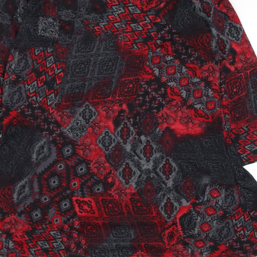 EWM Womens Multicoloured Geometric Polyester Basic Blouse Size 12 Boat Neck