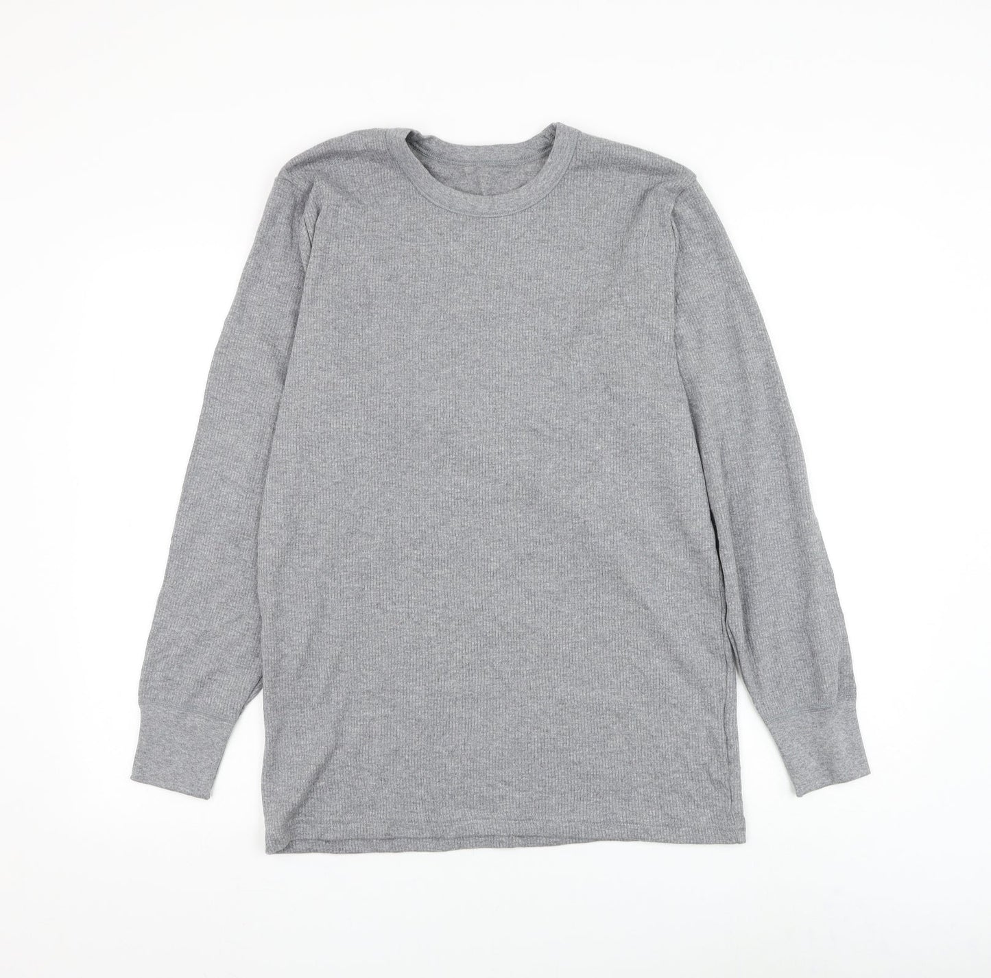 Marks and Spencer Mens Grey Round Neck Cotton Pullover Jumper Size M