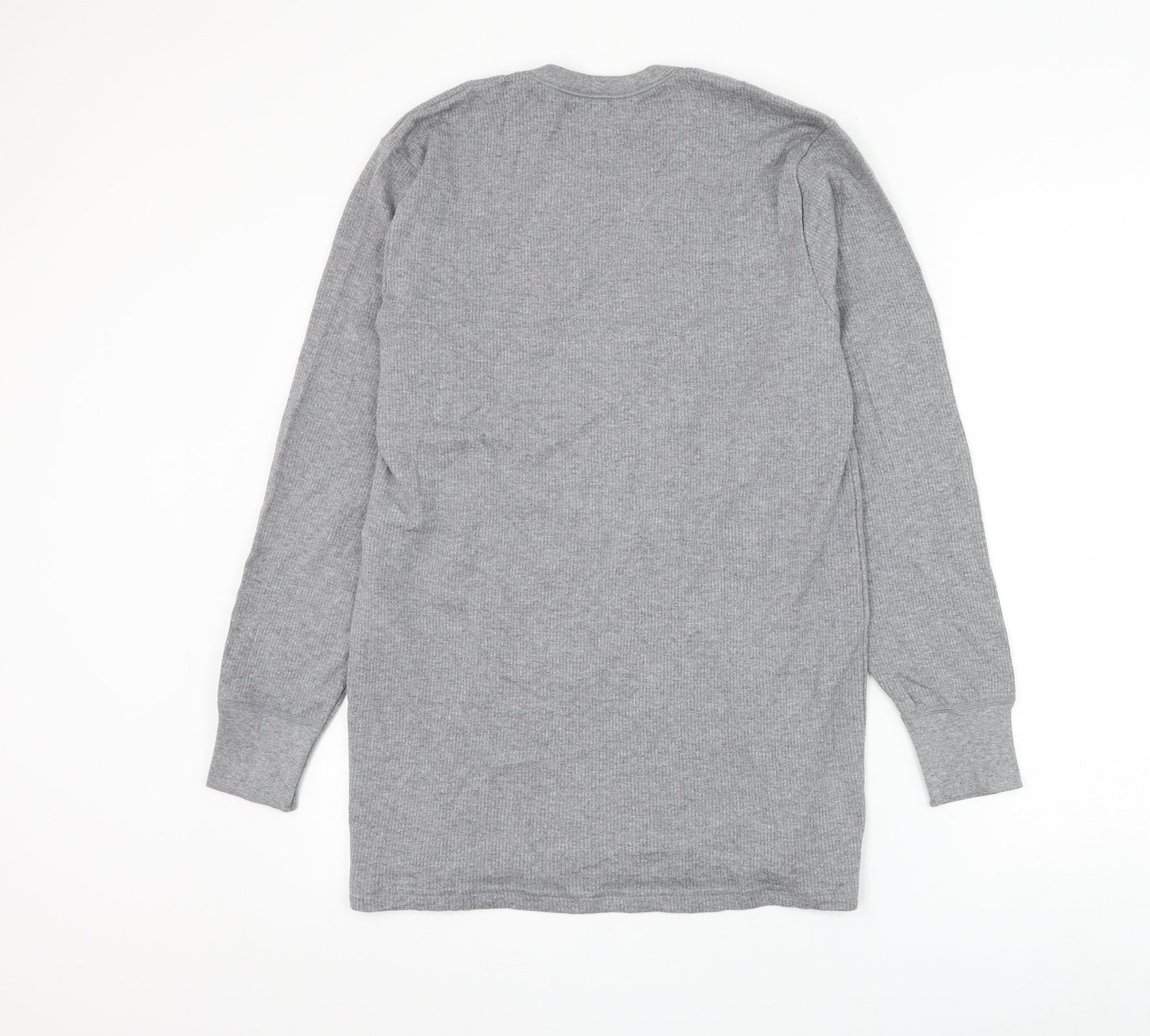 Marks and Spencer Mens Grey Round Neck Cotton Pullover Jumper Size M