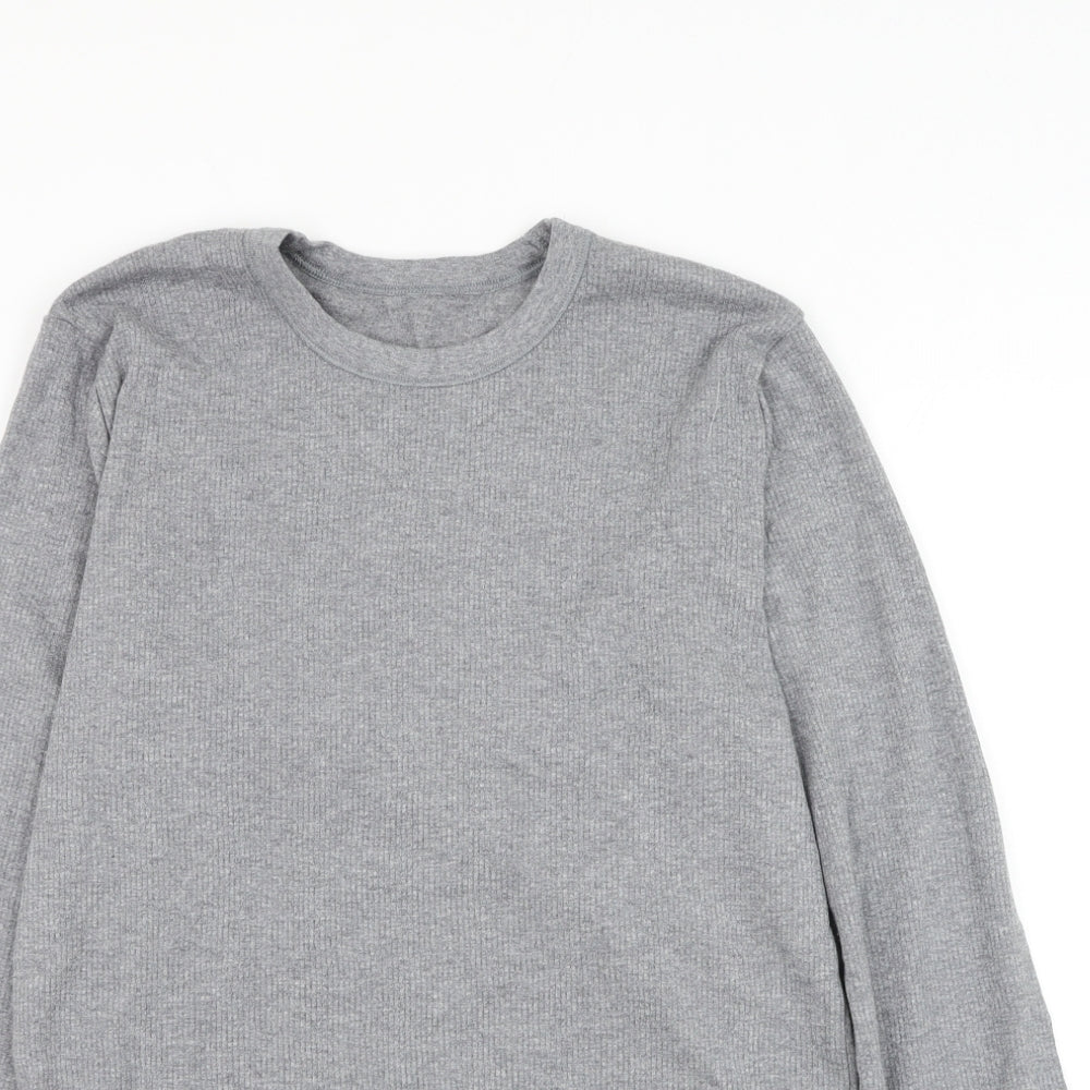 Marks and Spencer Mens Grey Round Neck Cotton Pullover Jumper Size M