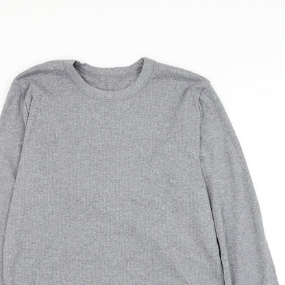 Marks and Spencer Mens Grey Round Neck Cotton Pullover Jumper Size M