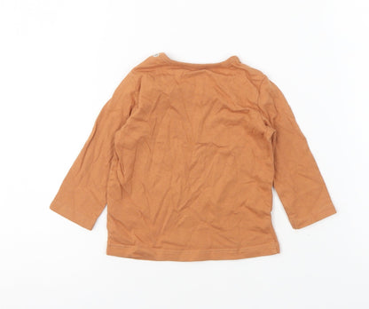 F&F Baby Brown Cotton Basic T-Shirt Size 3-6 Months Round Neck Snap - Watch Out! Little Bear About