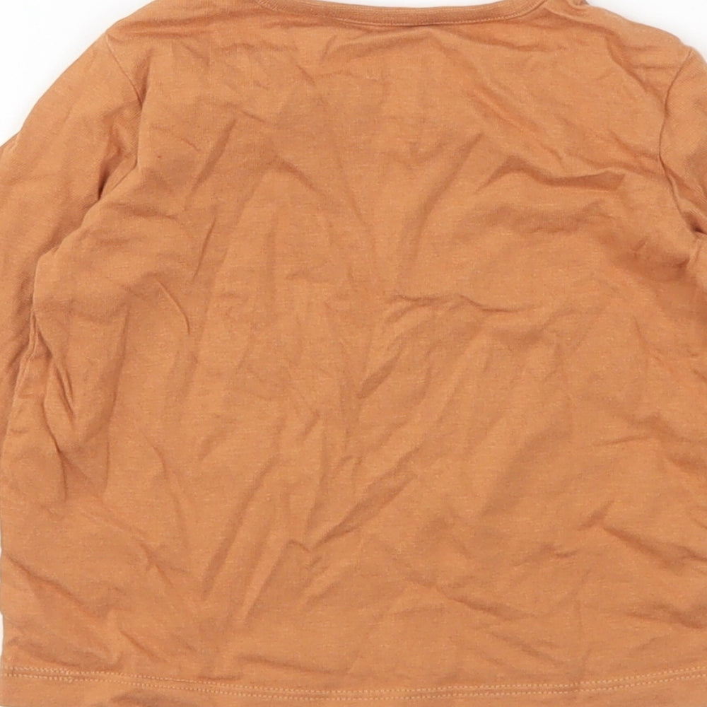 F&F Baby Brown Cotton Basic T-Shirt Size 3-6 Months Round Neck Snap - Watch Out! Little Bear About