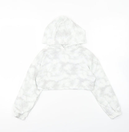 Matalan Girls Grey Polyester Pullover Hoodie Size 9 Years Pullover