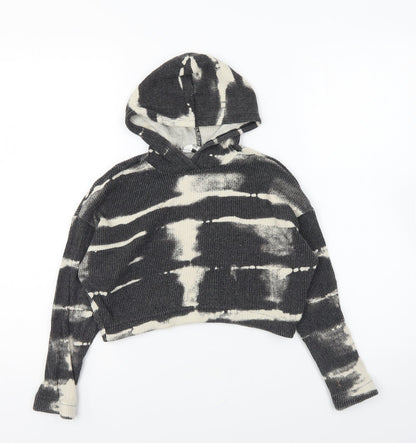 H&M Girls Grey Viscose Pullover Hoodie Size 9-10 Years Pullover