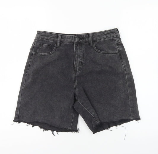 In the Style Womens Black Cotton Hot Pants Shorts Size 8 L6 in Regular Button