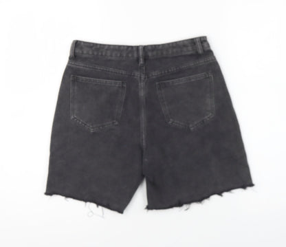 In the Style Womens Black Cotton Hot Pants Shorts Size 8 L6 in Regular Button