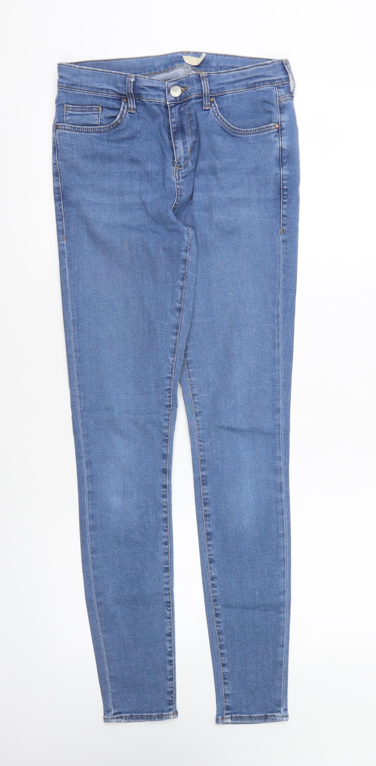 Topshop Womens Blue Cotton Skinny Jeans Size 28 in L32 in Regular Button