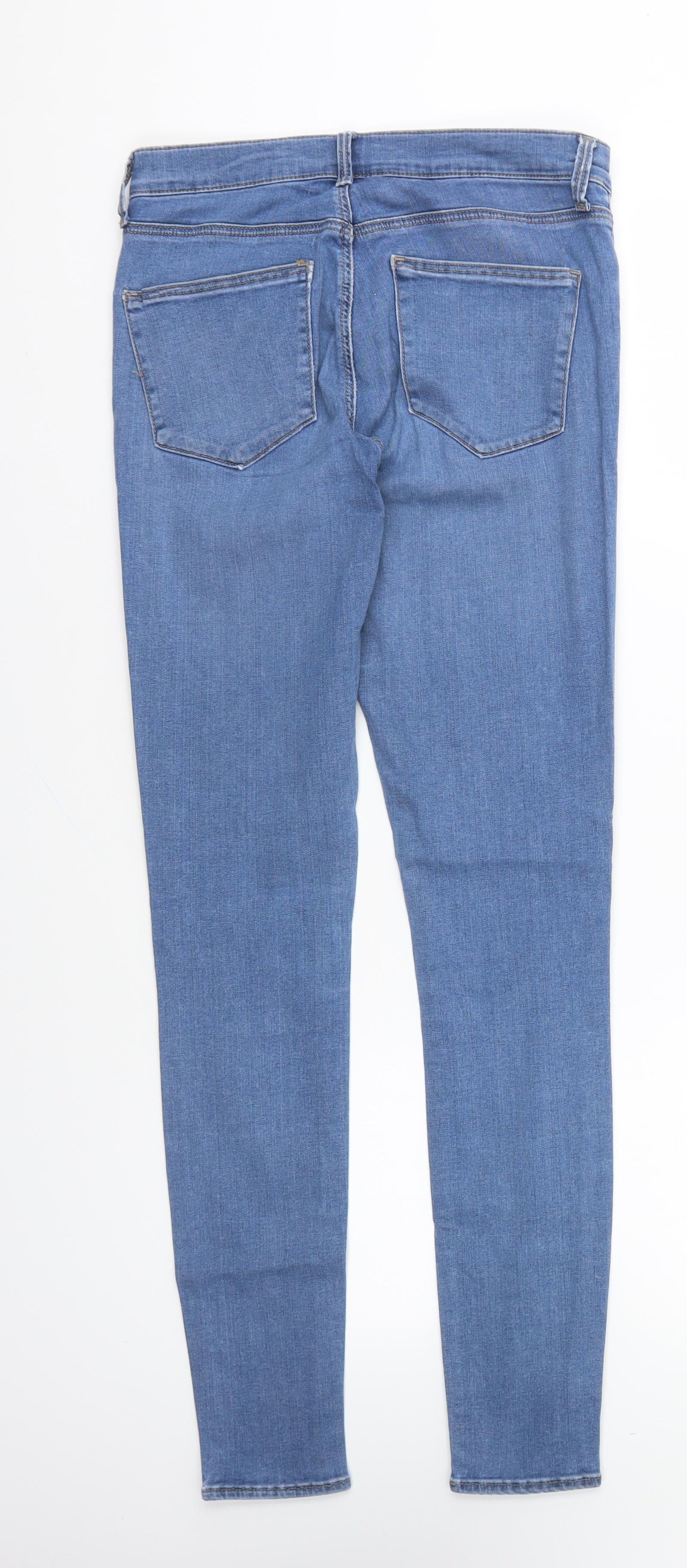 Topshop Womens Blue Cotton Skinny Jeans Size 28 in L32 in Regular Button