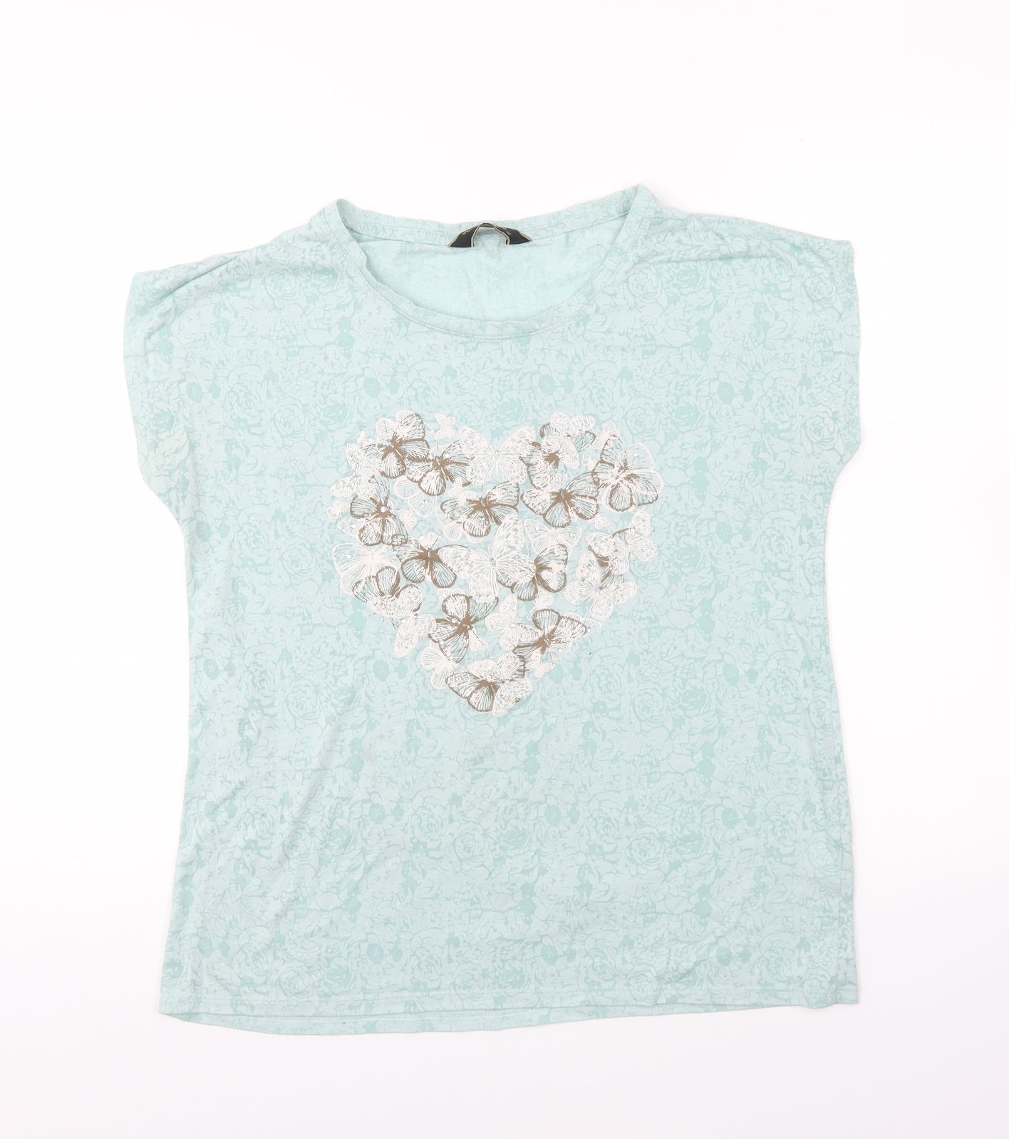 Originals Womens Blue Polyester Basic T-Shirt Size 16 Round Neck - Butterflies