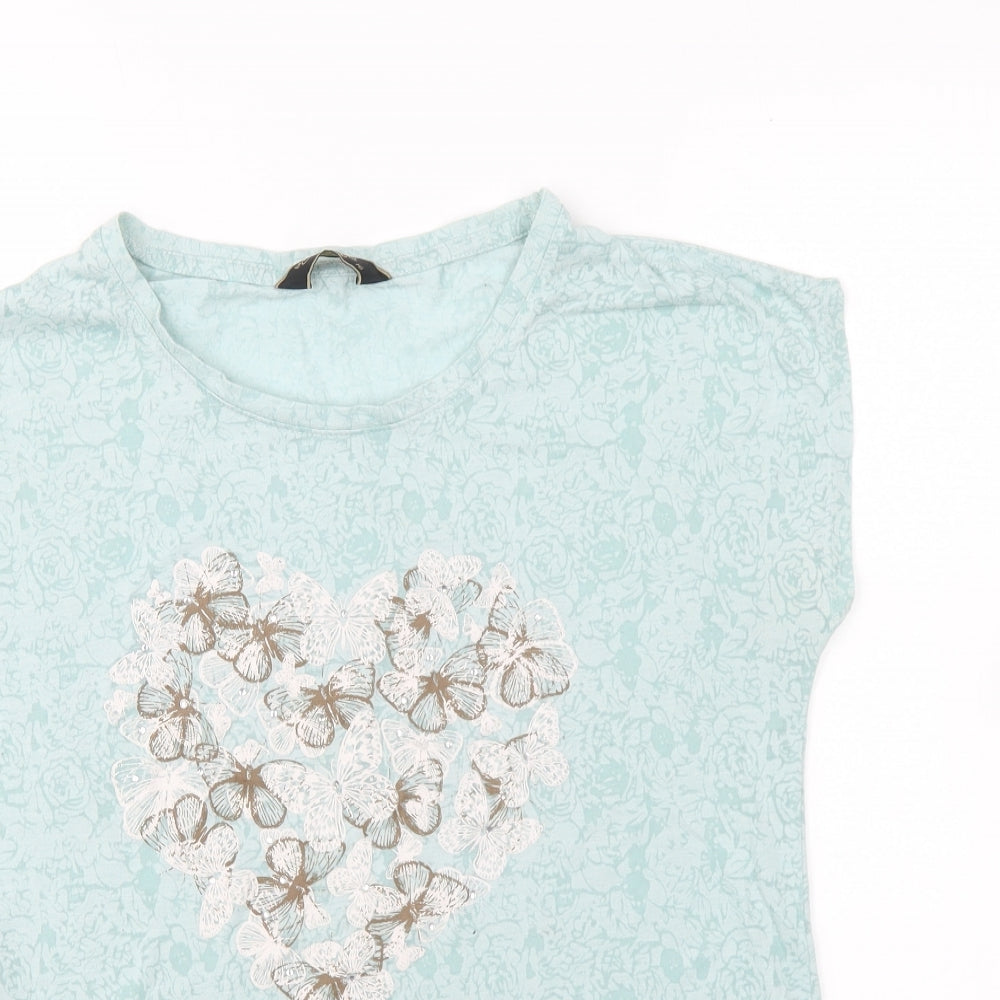 Originals Womens Blue Polyester Basic T-Shirt Size 16 Round Neck - Butterflies