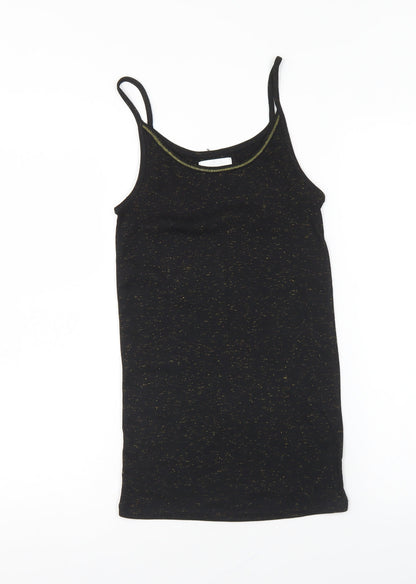 Matalan Girls Black Polyester Basic Tank Size 8-9 Years Round Neck Pullover
