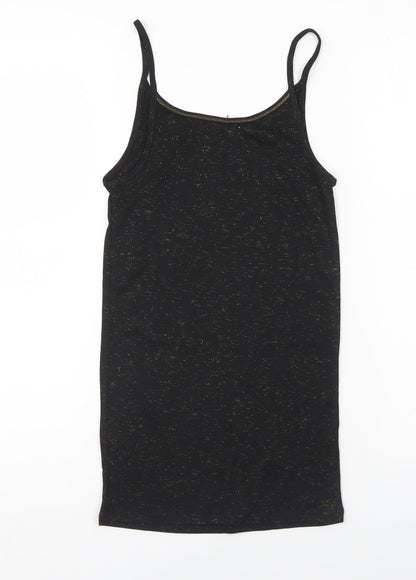 Matalan Girls Black Polyester Basic Tank Size 8-9 Years Round Neck Pullover