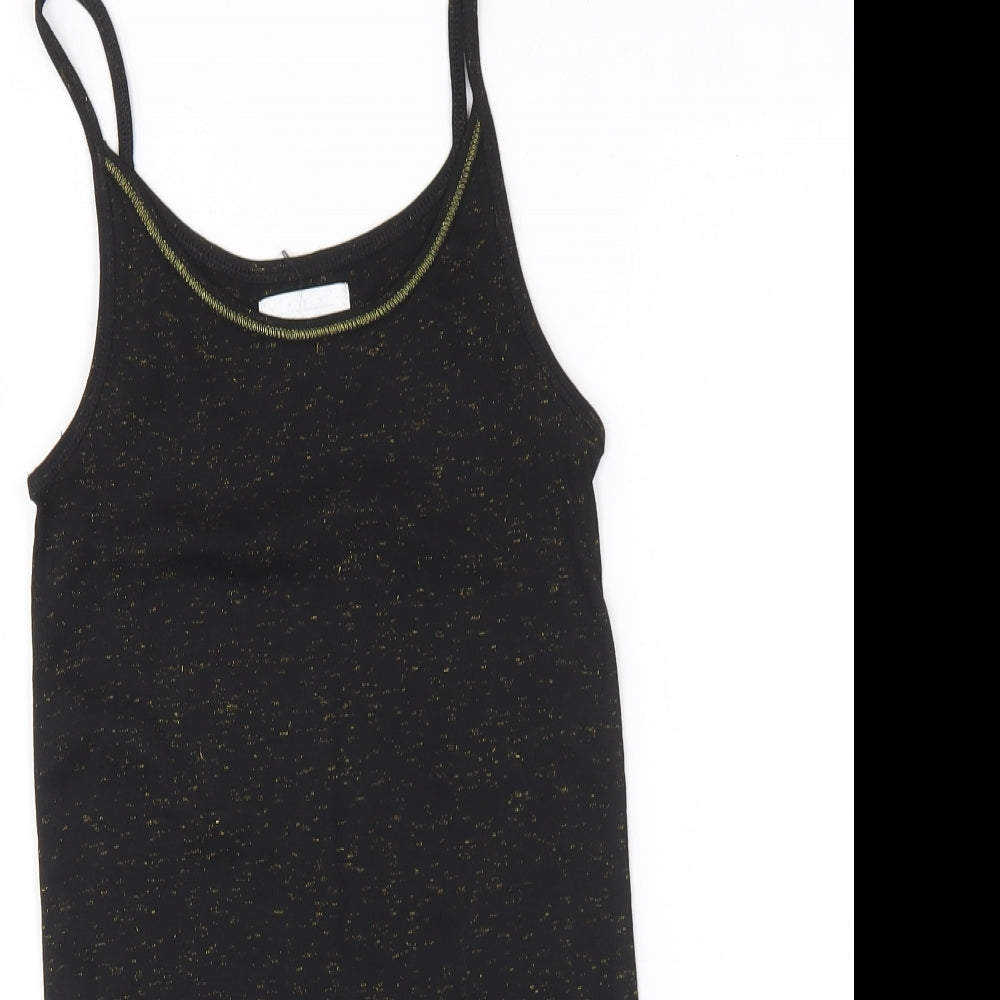 Matalan Girls Black Polyester Basic Tank Size 8-9 Years Round Neck Pullover