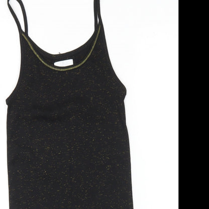 Matalan Girls Black Polyester Basic Tank Size 8-9 Years Round Neck Pullover