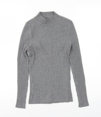 Primark Womens Grey High Neck Polyester Pullover Jumper Size XS