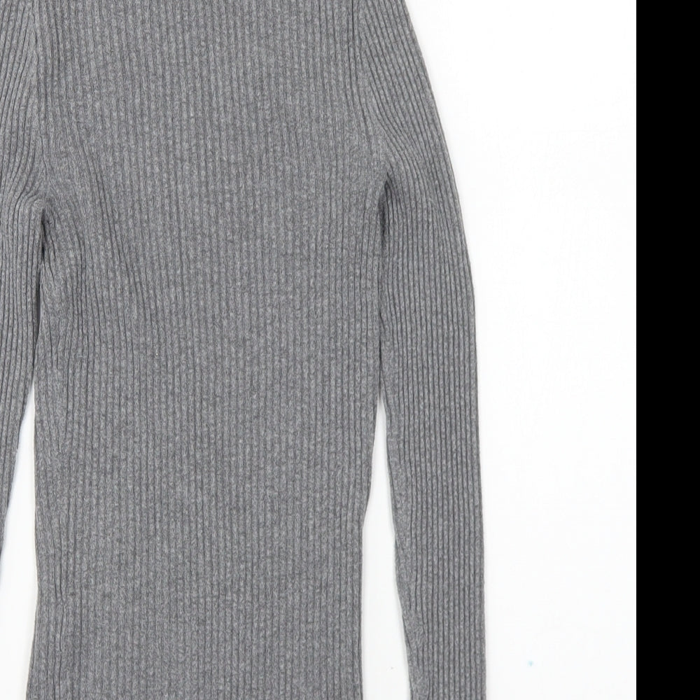 Primark Womens Grey High Neck Polyester Pullover Jumper Size XS