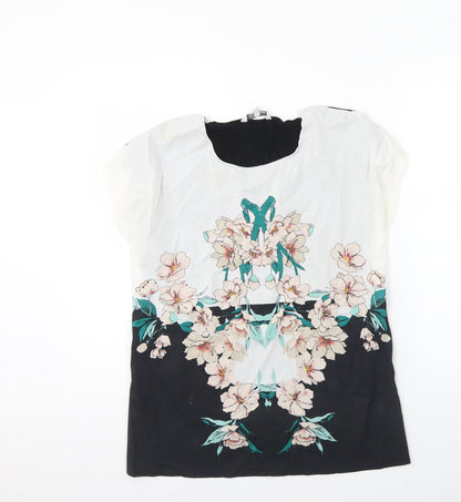 Peacocks Womens Multicoloured Viscose Basic Blouse Size 16 Round Neck