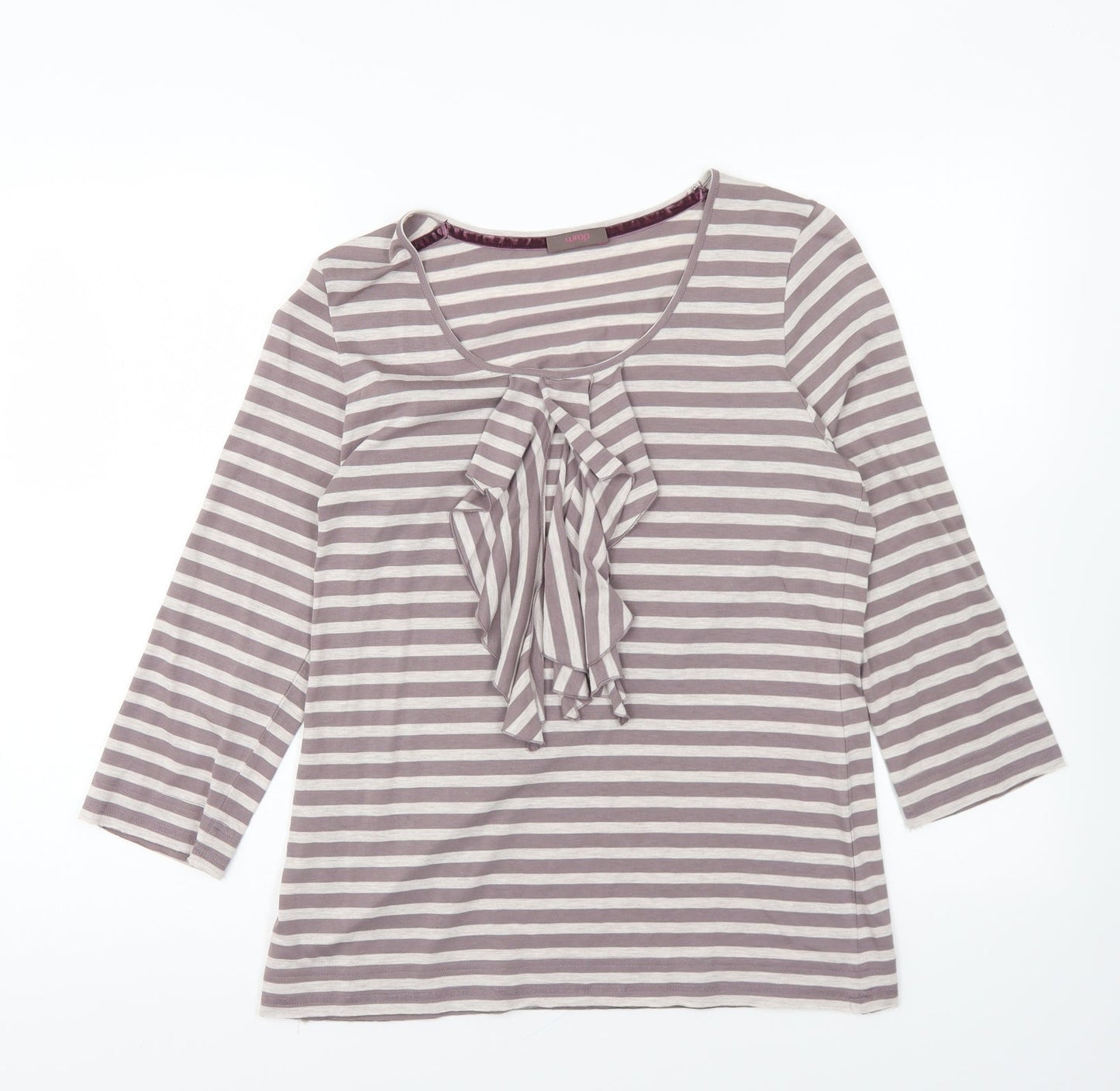 Womens UK Size 12 Wrap Grey Basic T-Shirt