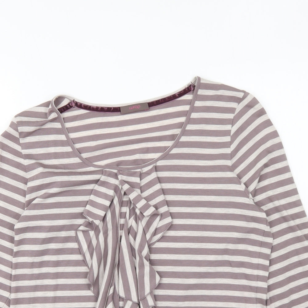 Womens UK Size 12 Wrap Grey Basic T-Shirt