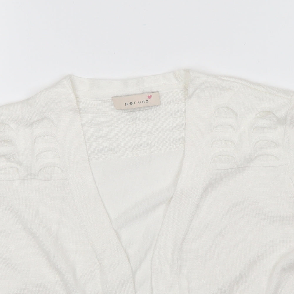 Womens UK Size 10 Per Una White Cardigan Jumper