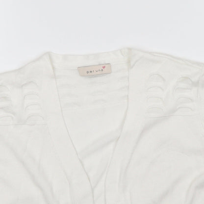 Womens UK Size 10 Per Una White Cardigan Jumper