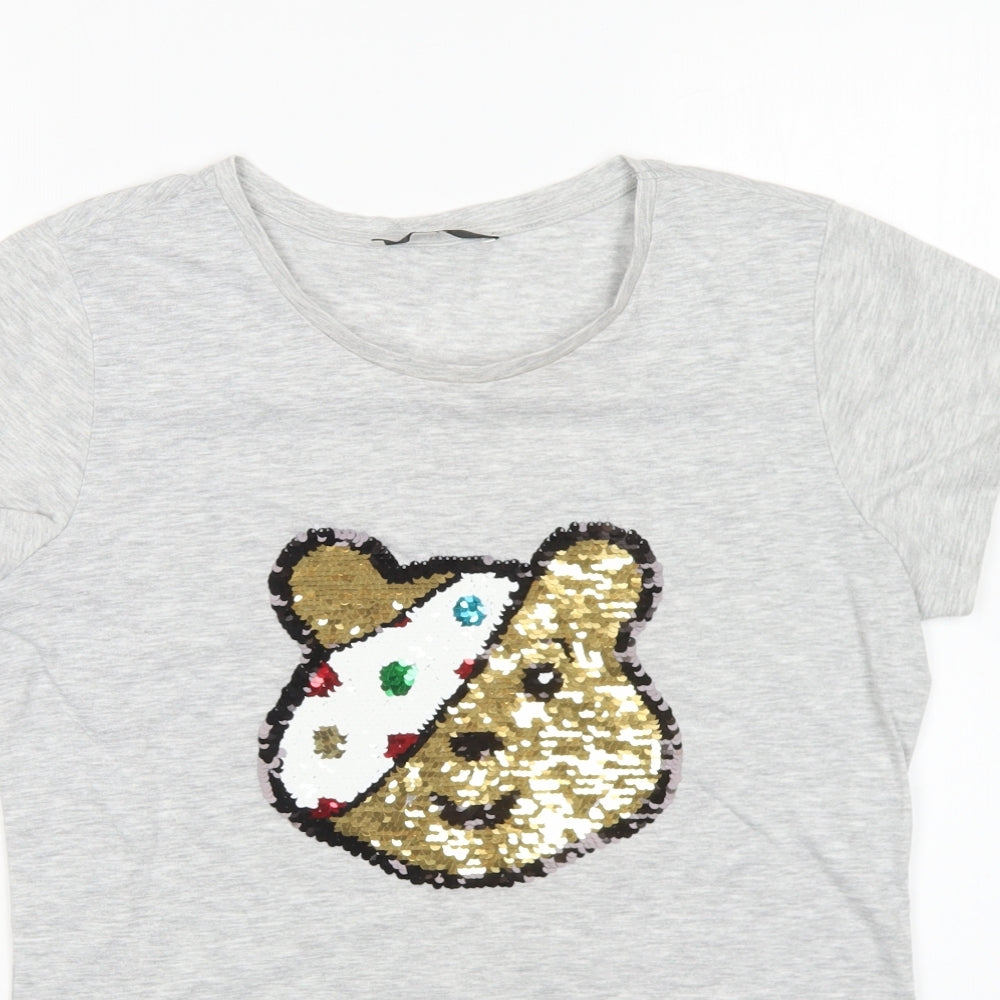George Womens Grey Polyester Basic T-Shirt Size S Round Neck - Pudsey Bear
