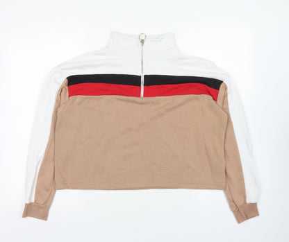 New Look Womens Multicoloured Cotton Pullover Sweatshirt Size 12 Zip - Colour Block