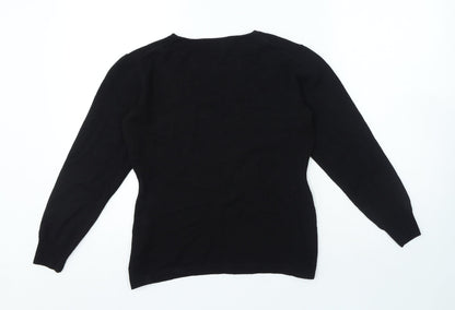 Luisa Lorenzi Womens Black Round Neck Polyester Pullover Jumper Size M