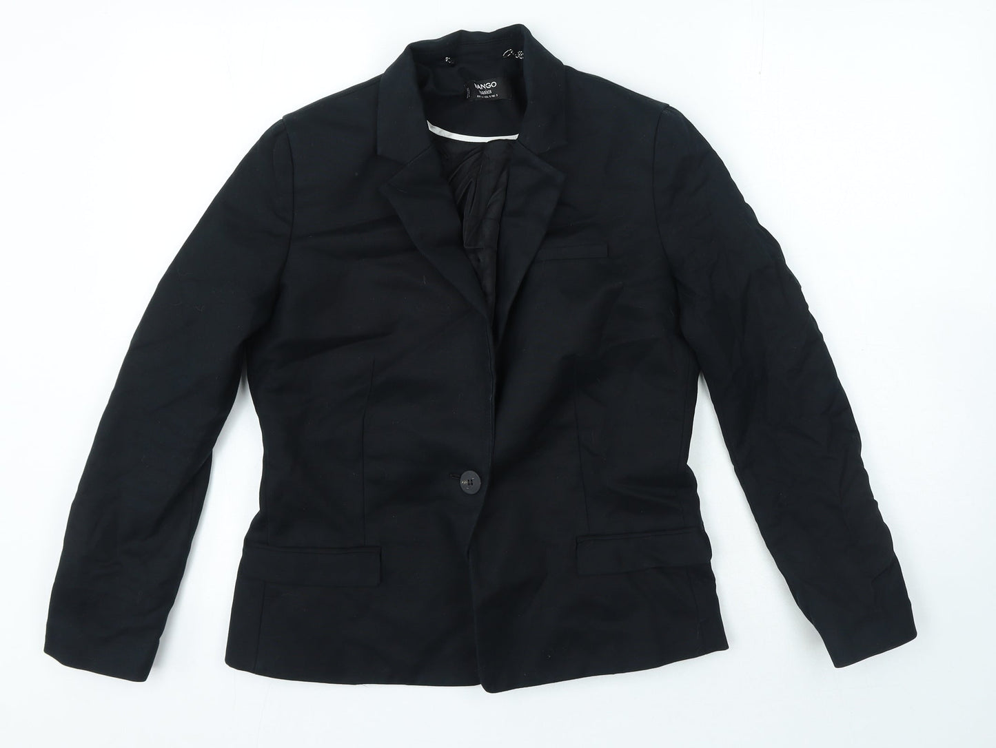 Mango Womens Black Cotton Jacket Blazer Size 10