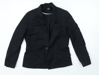 Mango Womens Black Cotton Jacket Blazer Size 10