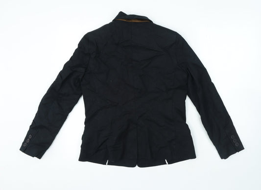 Mango Womens Black Cotton Jacket Blazer Size 10