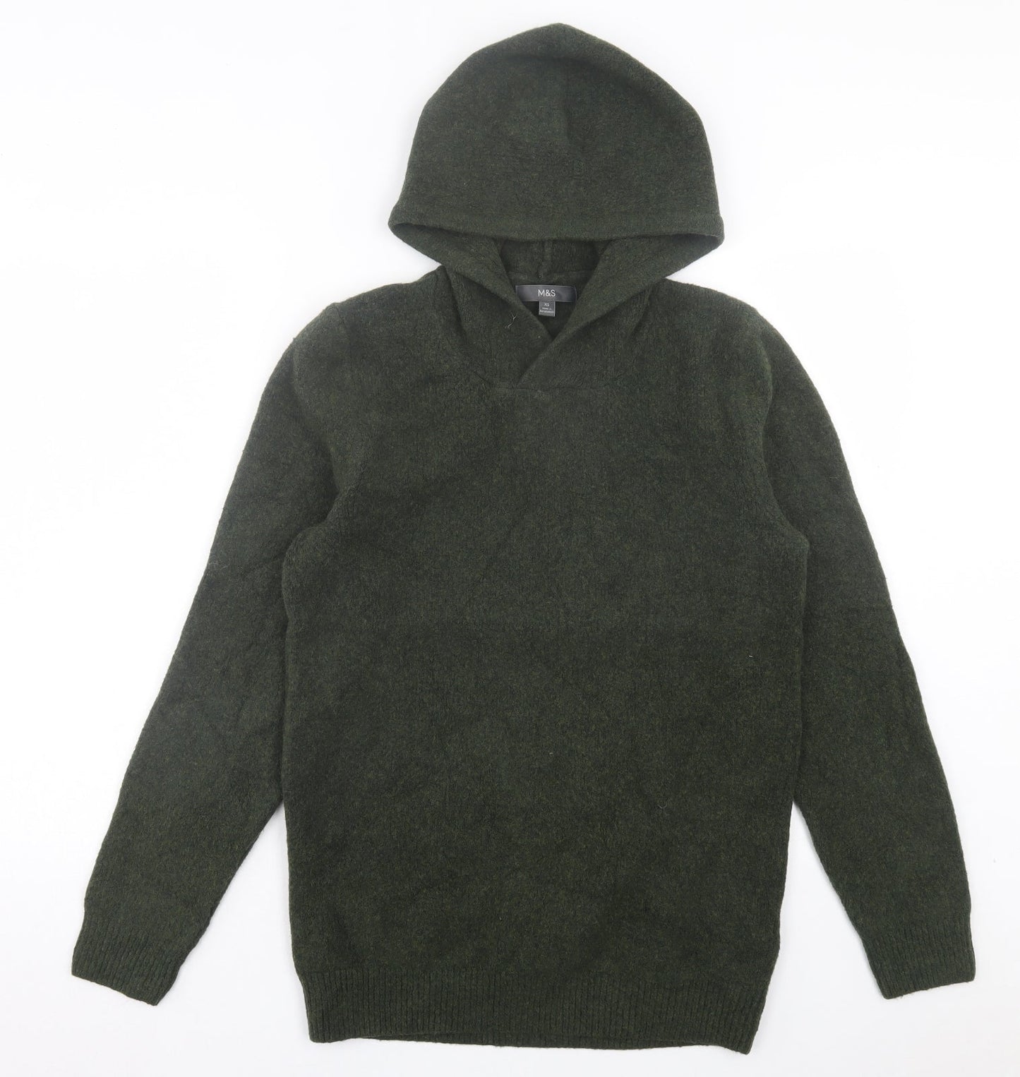 Mens UK Size XS Marks and Spencer Green Pullover Hoodie
