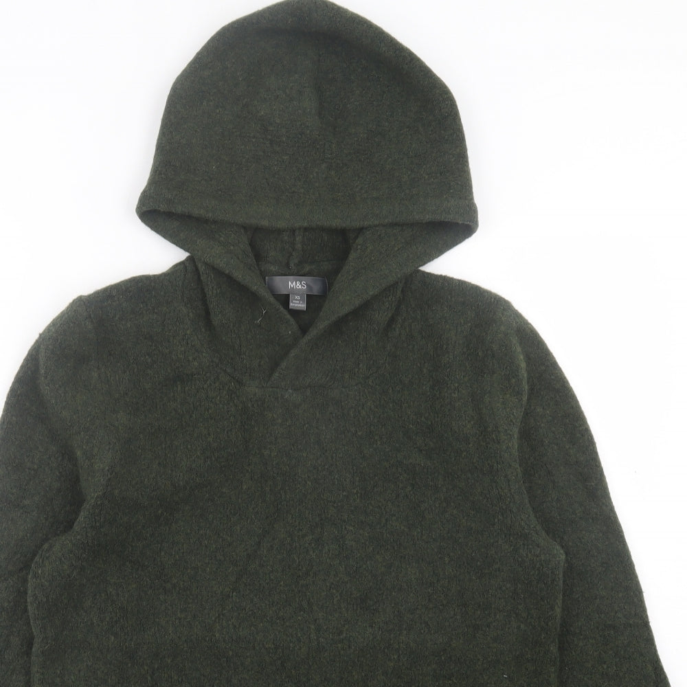 Mens UK Size XS Marks and Spencer Green Pullover Hoodie
