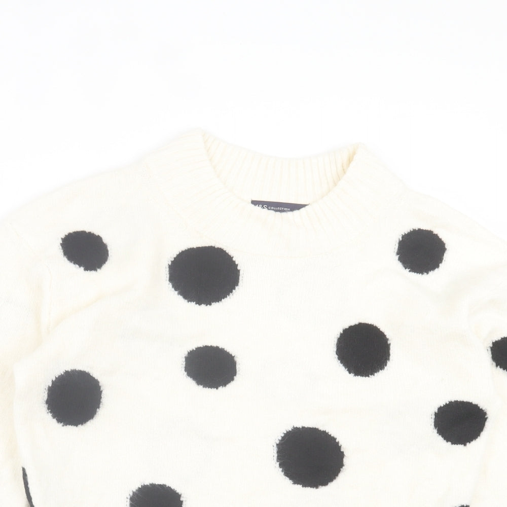Womens UK Size S Marks and Spencer White Pullover Jumper