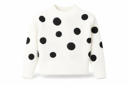 Marks and Spencer Womens White Round Neck Polka Dot Acrylic Pullover Jumper Size S
