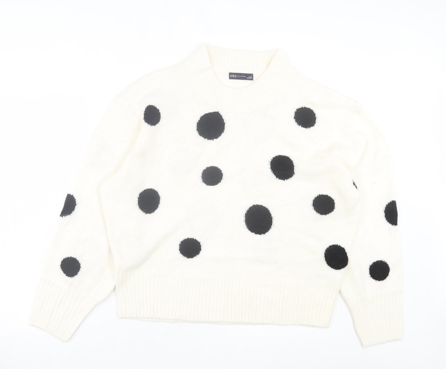 Womens UK Size L Marks and Spencer White Pullover Jumper