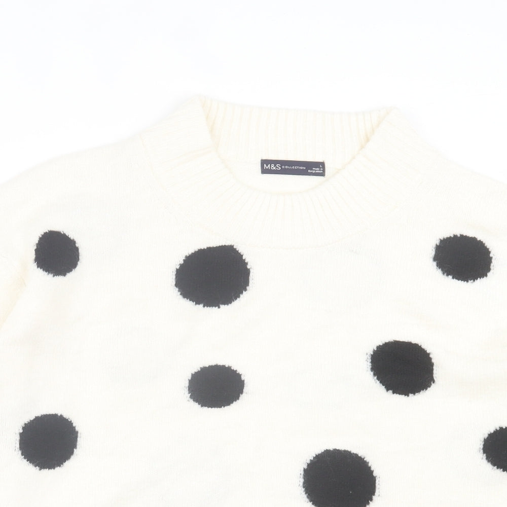 Womens UK Size L Marks and Spencer White Pullover Jumper